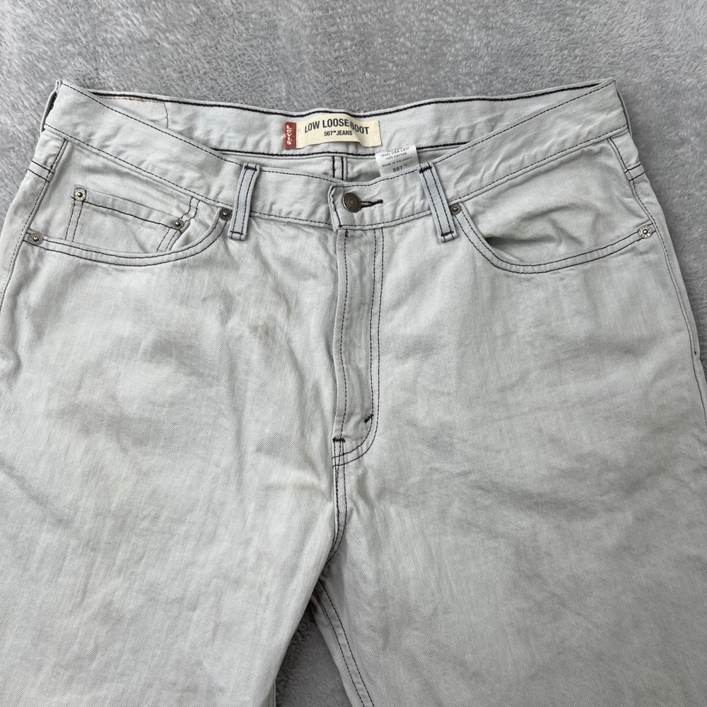 Levi's 567 Low Loose Bootcut Jeans 36x34 Grey Mens Vintage Y2K Baggy Skate - Picture 3 of 16